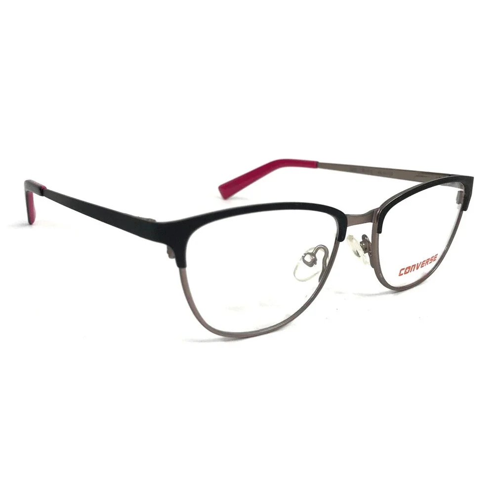 Converse Kids Eyeglasses Frames K201 BLACK Gray Pink Cat Eye Full Rim 46-14-125